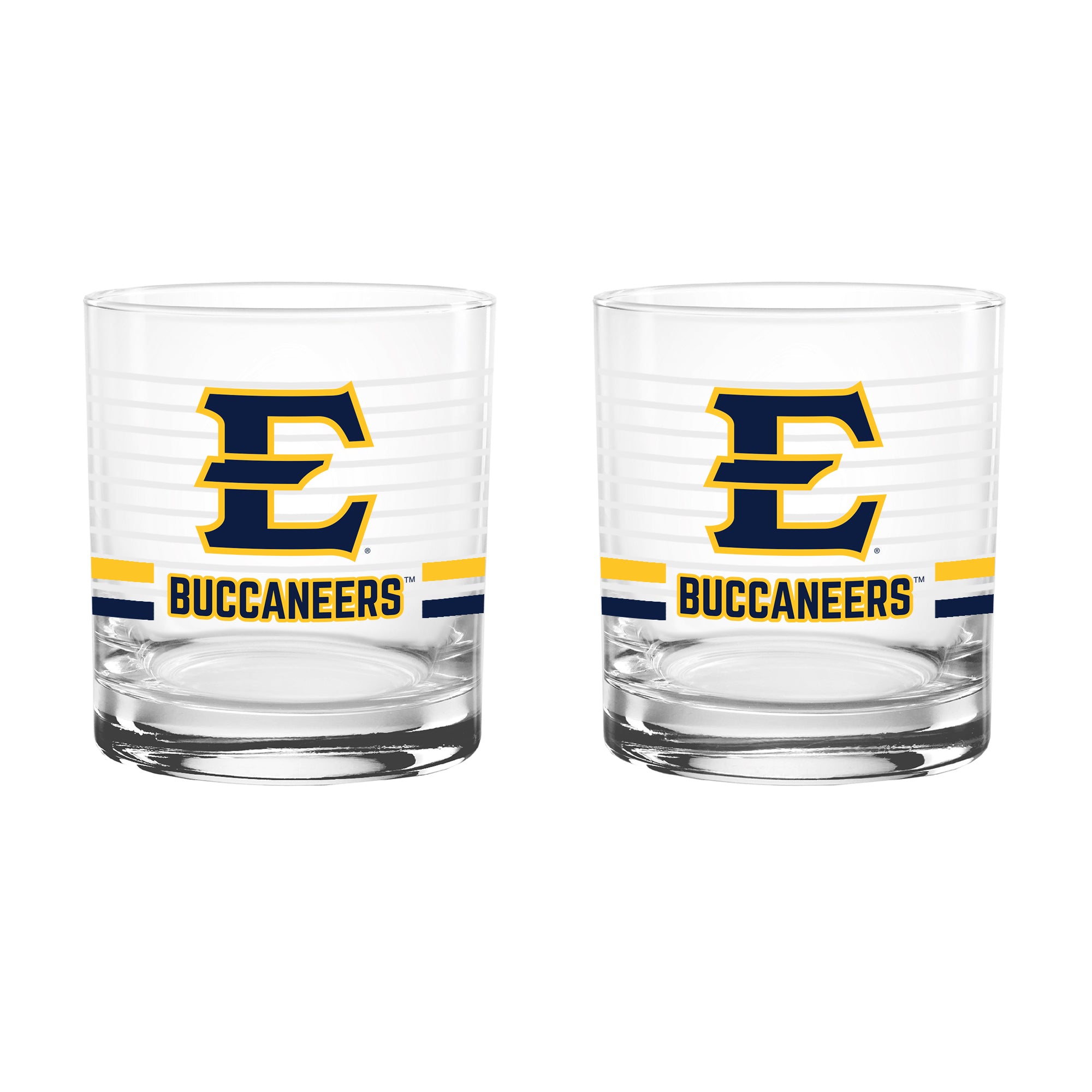 Set of 2 East Tennessee Buccaneers 14oz Ring Rocks Glasses