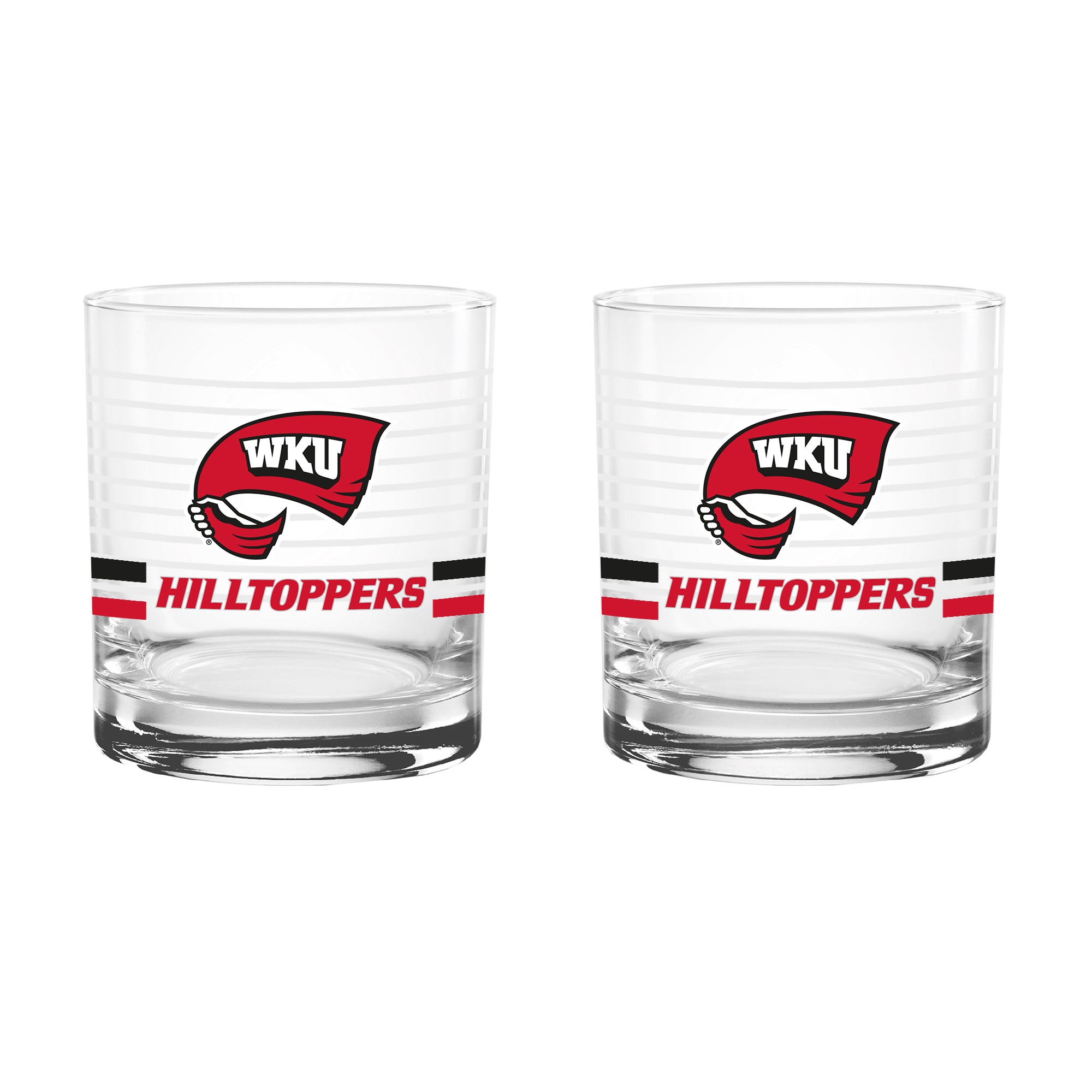 Set of 2 Western Kentucky Hilltoppers 14oz Ring Rocks Glasses