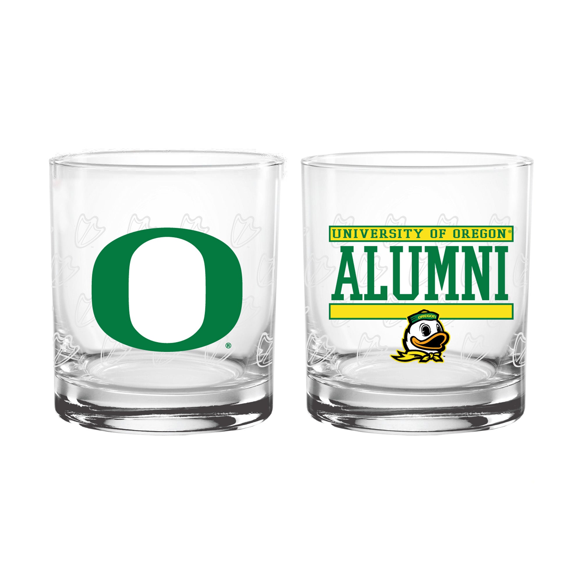 Set of 2 Oregon Ducks 14oz Alumni Rocks Glasses