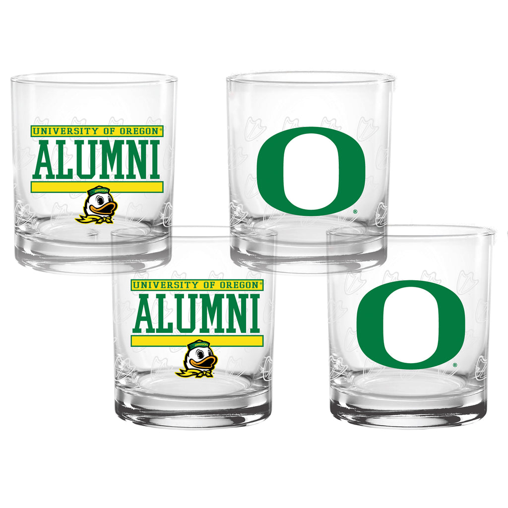 Set of 4 Oregon Ducks 14oz Alumni Rocks Glasses