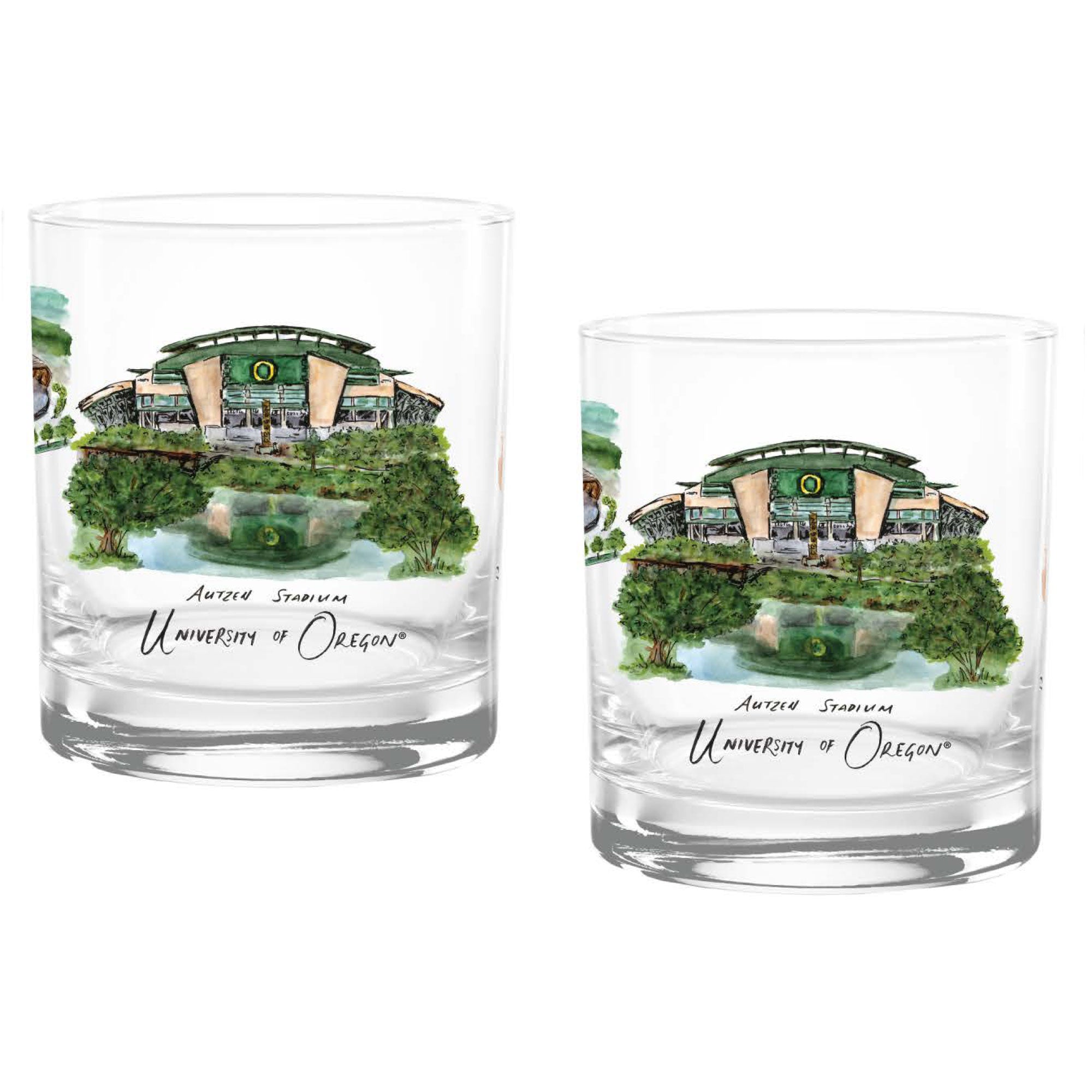 14oz Oregon Ducks Laura Wilcox University Collection 2-Pack Glass Set
