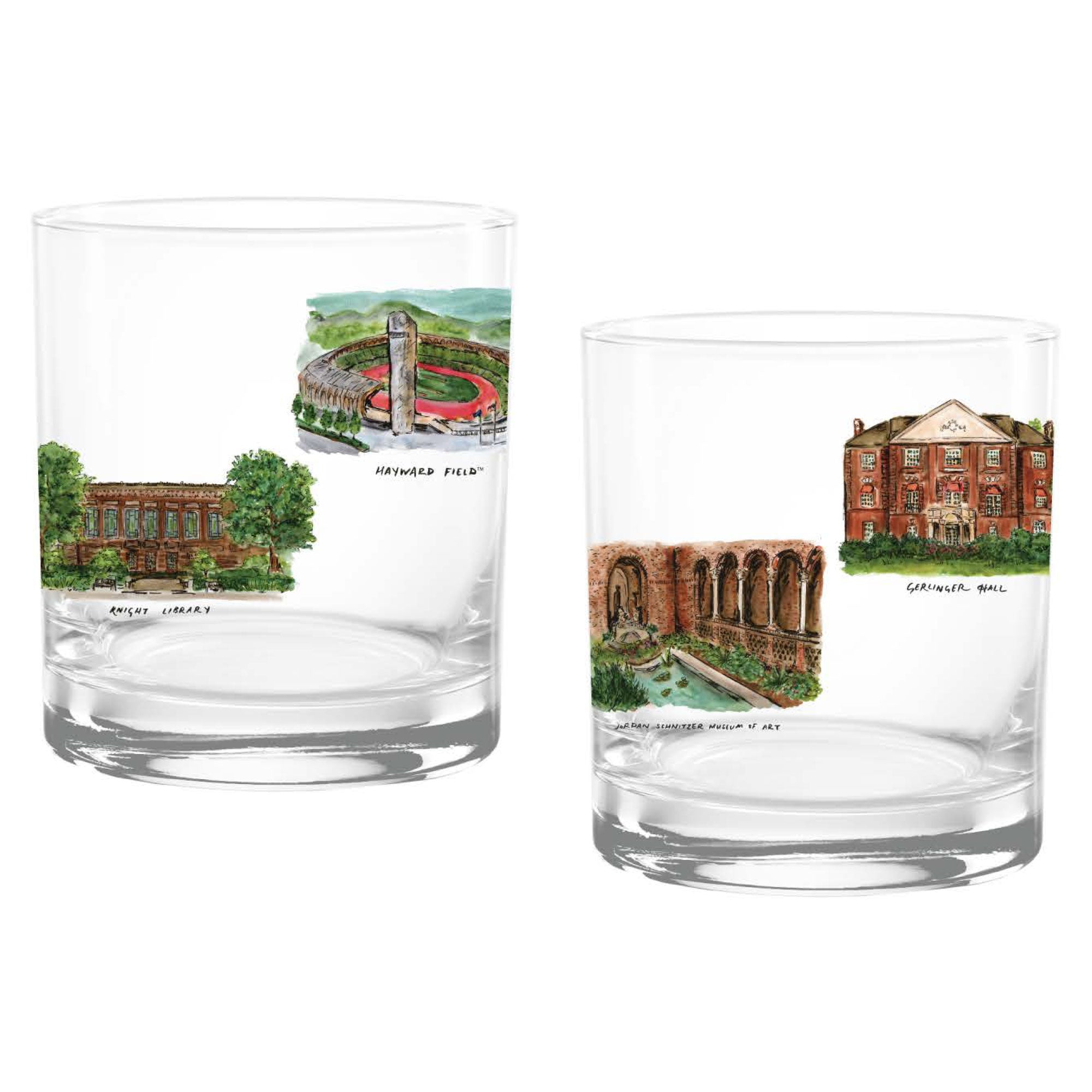 14oz Oregon Ducks Laura Wilcox University Collection 2-Pack Glass Set