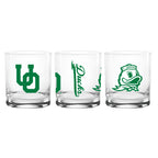 Set of 2 Oregon Ducks College Vault Sketch 14oz Rocks Glasses