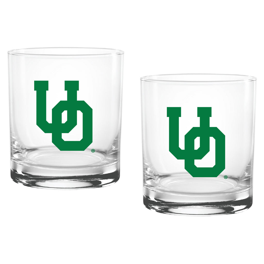 Set of 2 Oregon Ducks College Vault Sketch 14oz Rocks Glasses