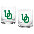 Set of 2 Oregon Ducks College Vault Sketch 14oz Rocks Glasses