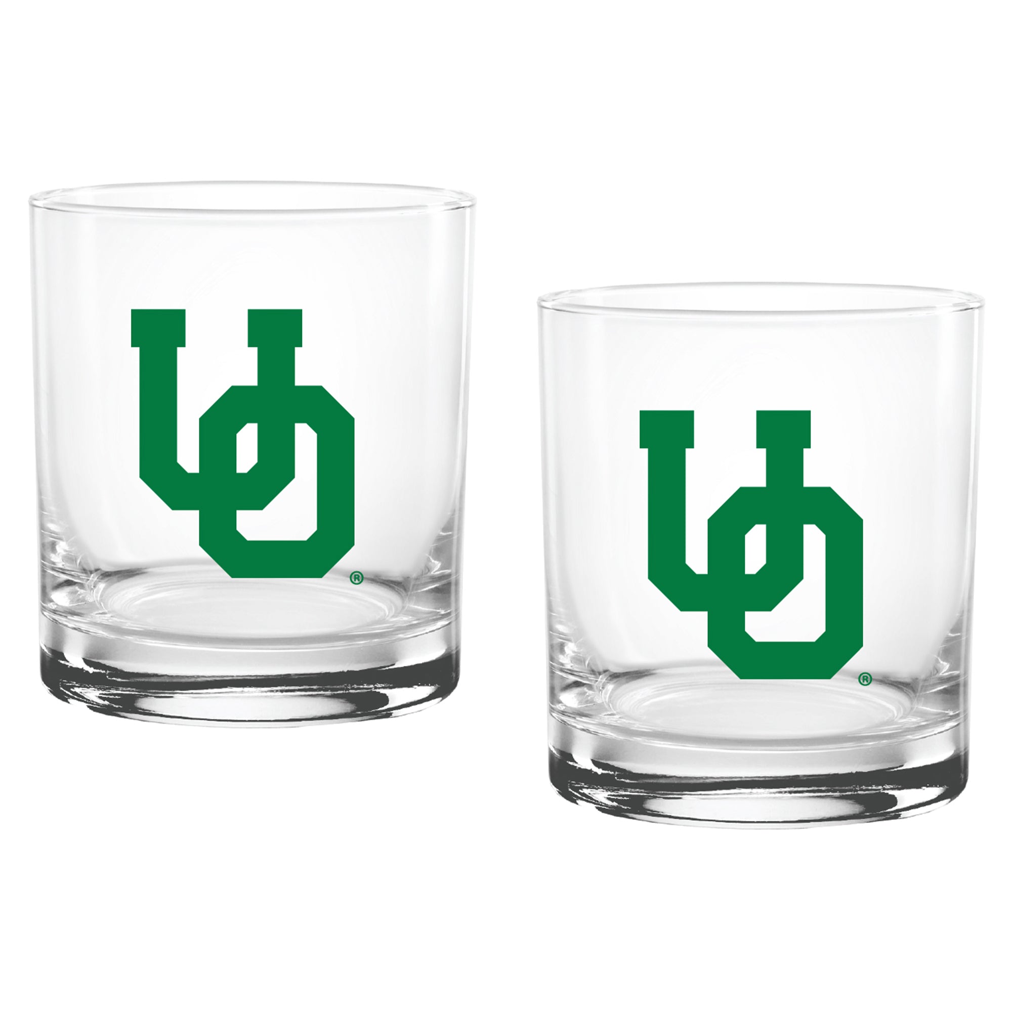 Set of 2 Oregon Ducks College Vault Sketch 14oz Rocks Glasses