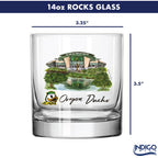 Set of 4 Oregon Ducks Mascot by Laura Wilcox 14oz Rocks Glasses