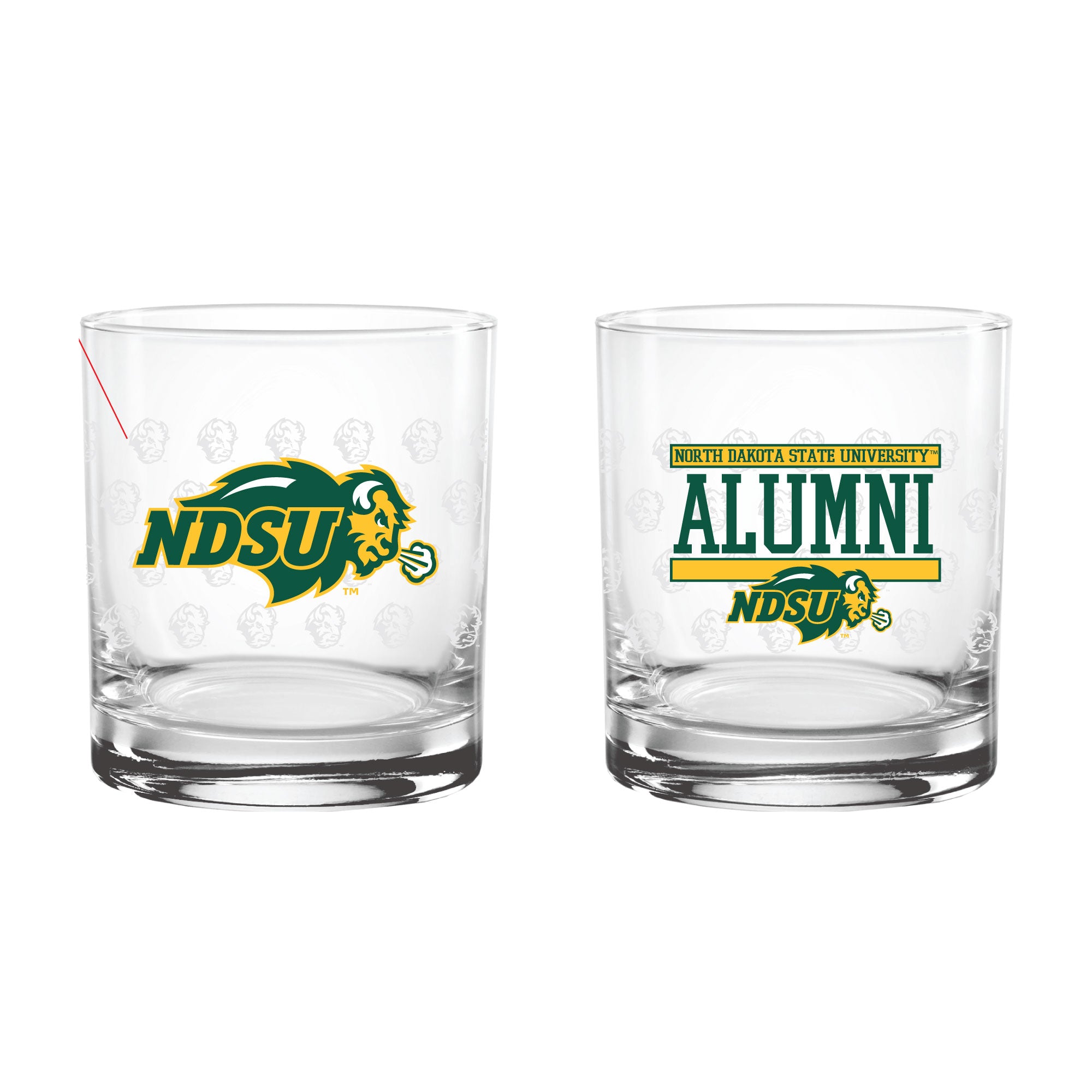 Set of 2 North Dakota State Bisons 14oz Alumni Rocks Glasses