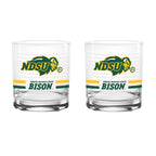 Set of 2 North Dakota State Bisons 14oz Ring Rocks Glasses