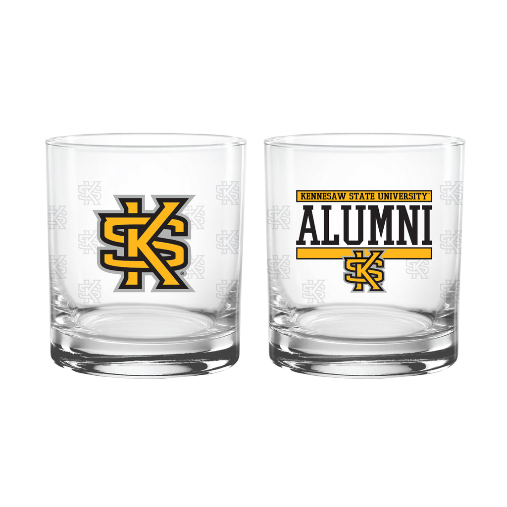 Set of 2 Kennesaw State Owls 14oz Alumni Rocks Glasses