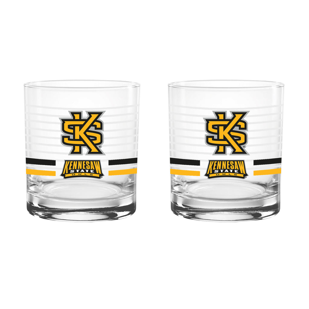 Set of 2 Kennesaw State Owls 14oz Ring Rocks Glasses