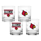 Set of 4 Louisville Cardinals 14oz Alumni Rocks Glasses