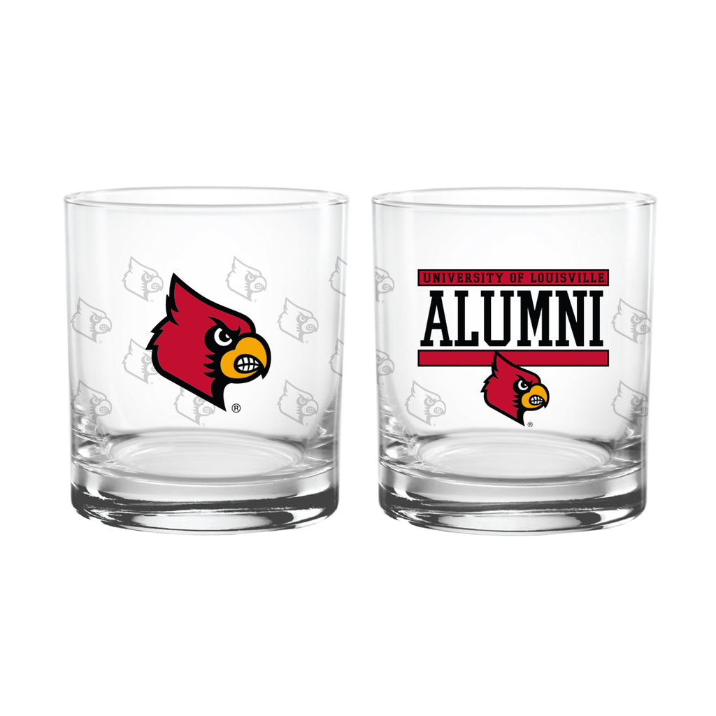 Set of 2 Louisville Cardinals 14oz Alumni Rocks Glasses