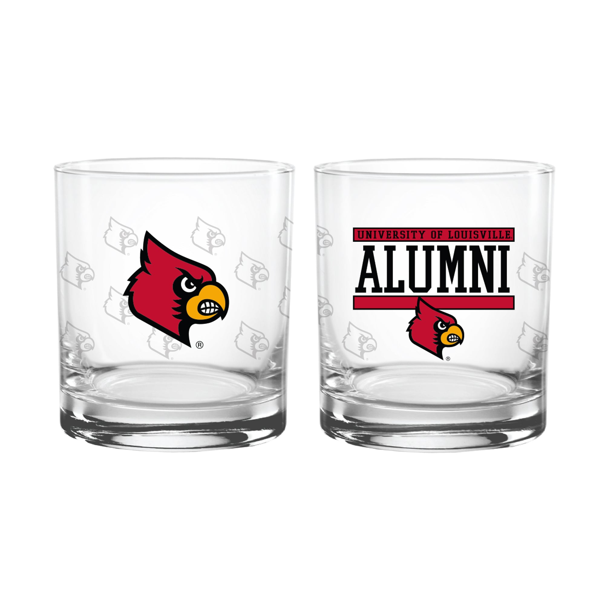 Set of 2 Louisville Cardinals 14oz Alumni Rocks Glasses