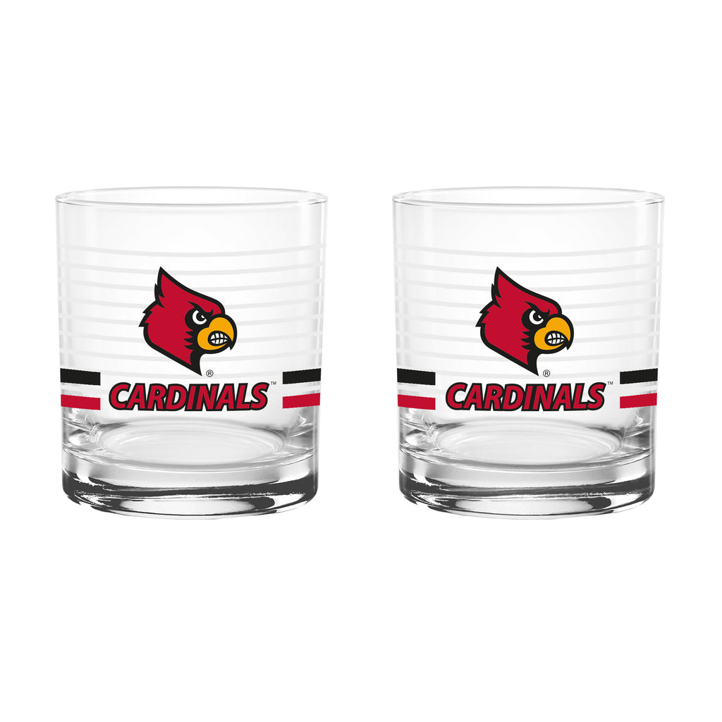 Set of 2 Louisville Cardinals 14oz Ring Rocks Glasses
