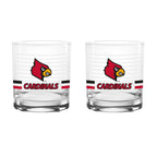 Set of 2 Louisville Cardinals 14oz Ring Rocks Glasses