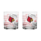 Set of 2 Louisville Cardinals Campus Line Art 14oz Rocks Glasses