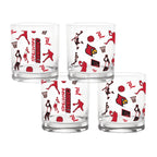 Set of 4 Louisville Cardinals Basketball Sketch 14oz Rocks Glasses