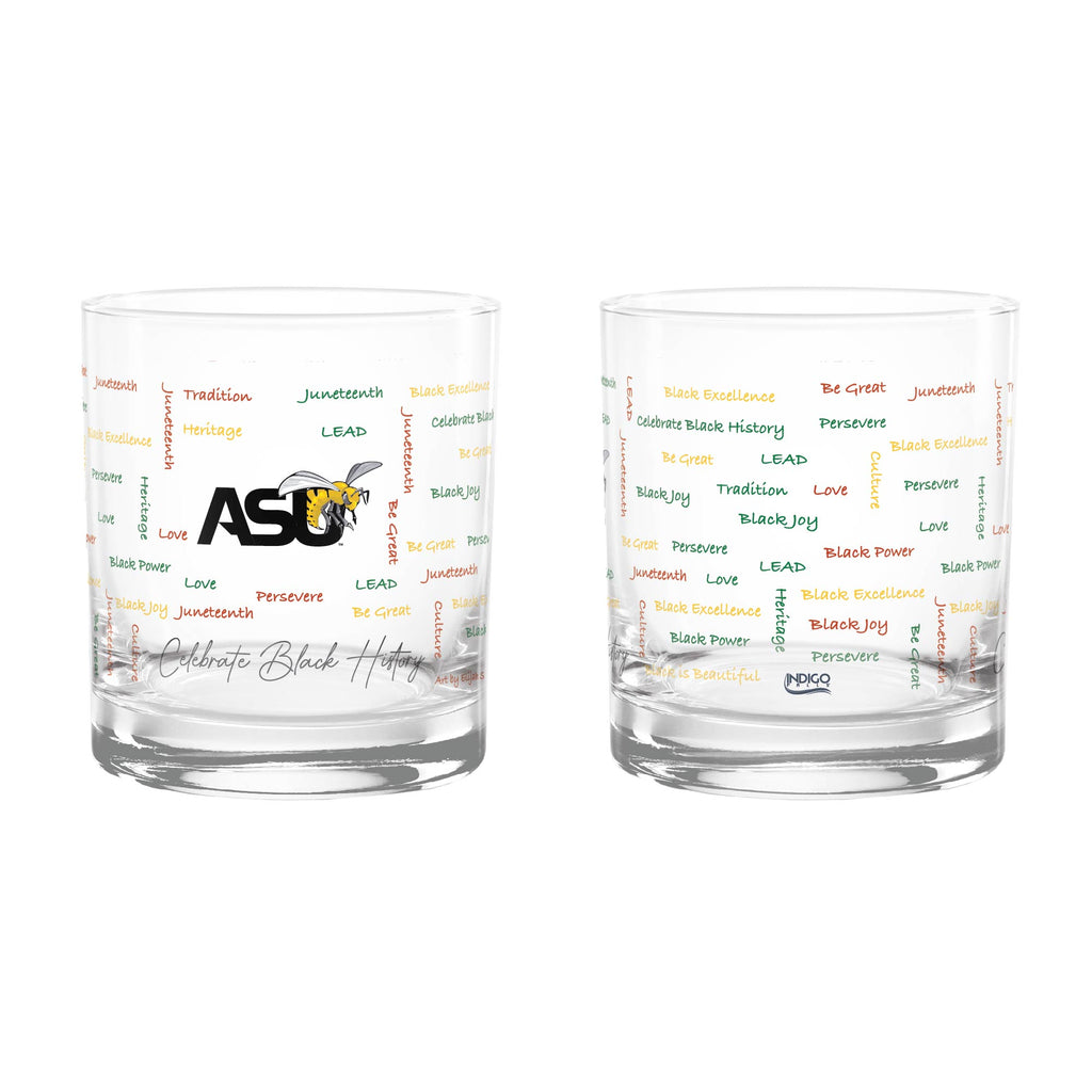 Set of 2 Alabama State Hornets 14oz BHM Rocks Glasses