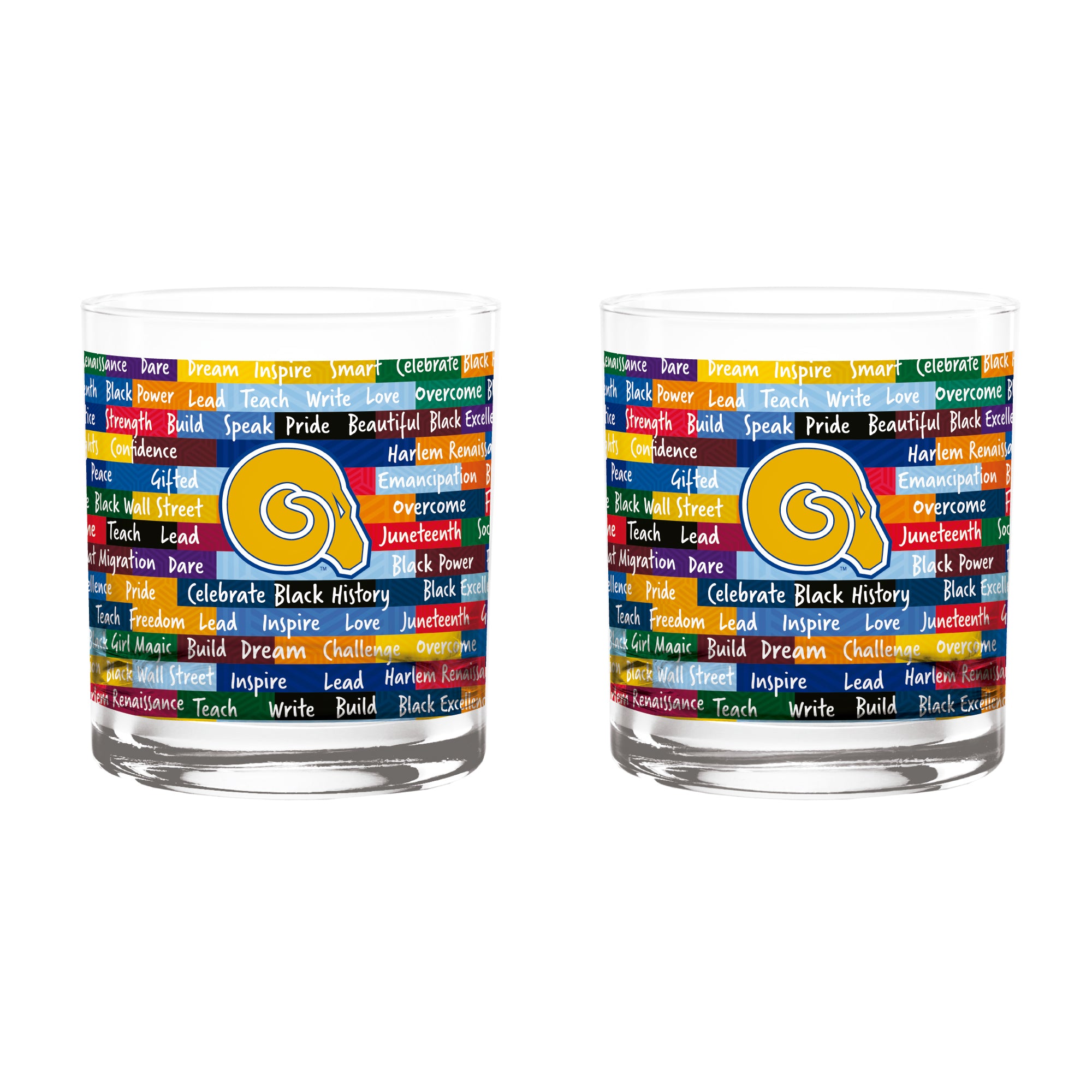Albany State Rams 14oz BHM Rocks Glasses | Set of 2