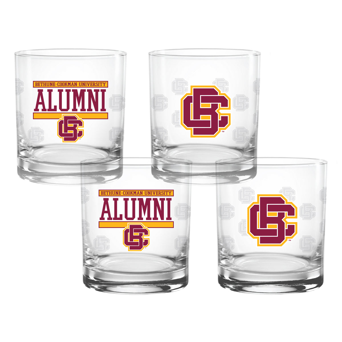 Set of 4 Bethune-Cookman Wildcats 14oz XD Alumni Rocks Glasses