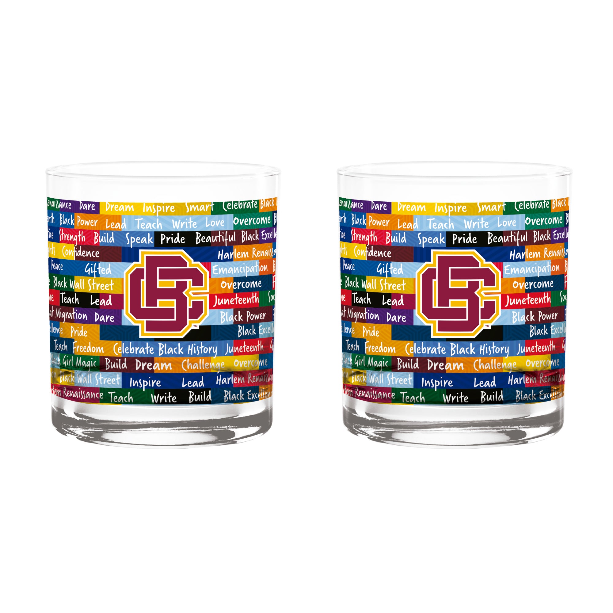 Bethune-Cookman Wildcats 14oz BHM Rocks Glasses | Set of 2