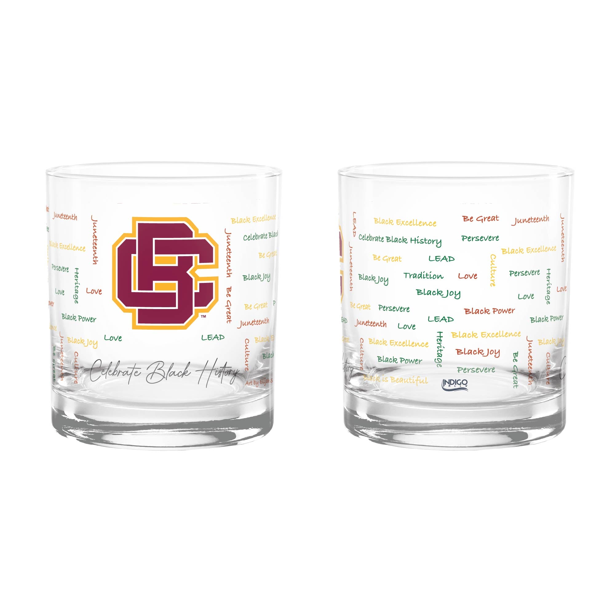 Set of 2 Bethune-Cookman Wildcats 14oz BHM Rocks Glasses