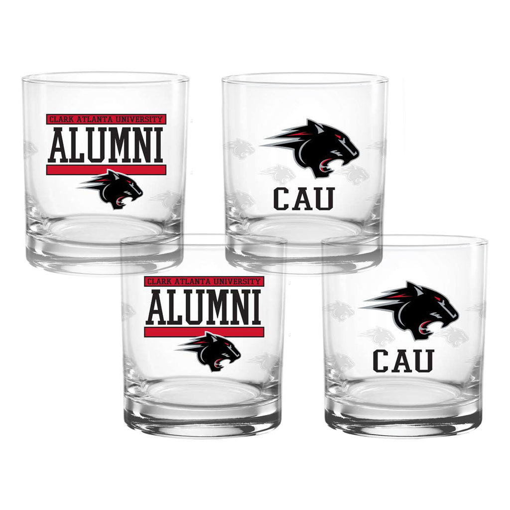 Set of 4 Clark Atlanta Panthers 14oz XD Alumni Rocks Glasses