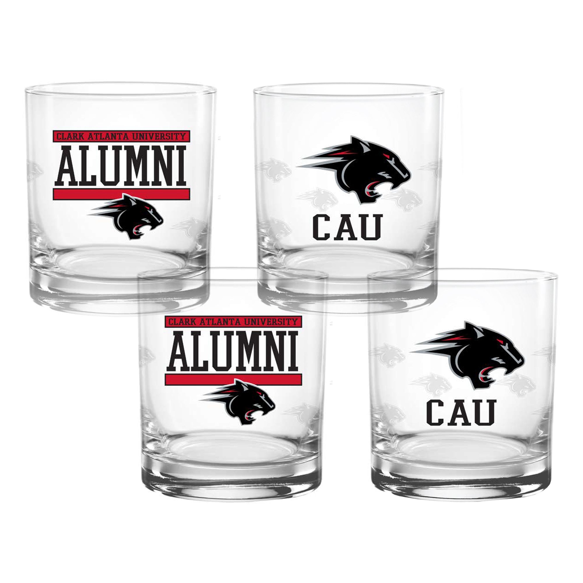 Set of 4 Clark Atlanta Panthers 14oz XD Alumni Rocks Glasses