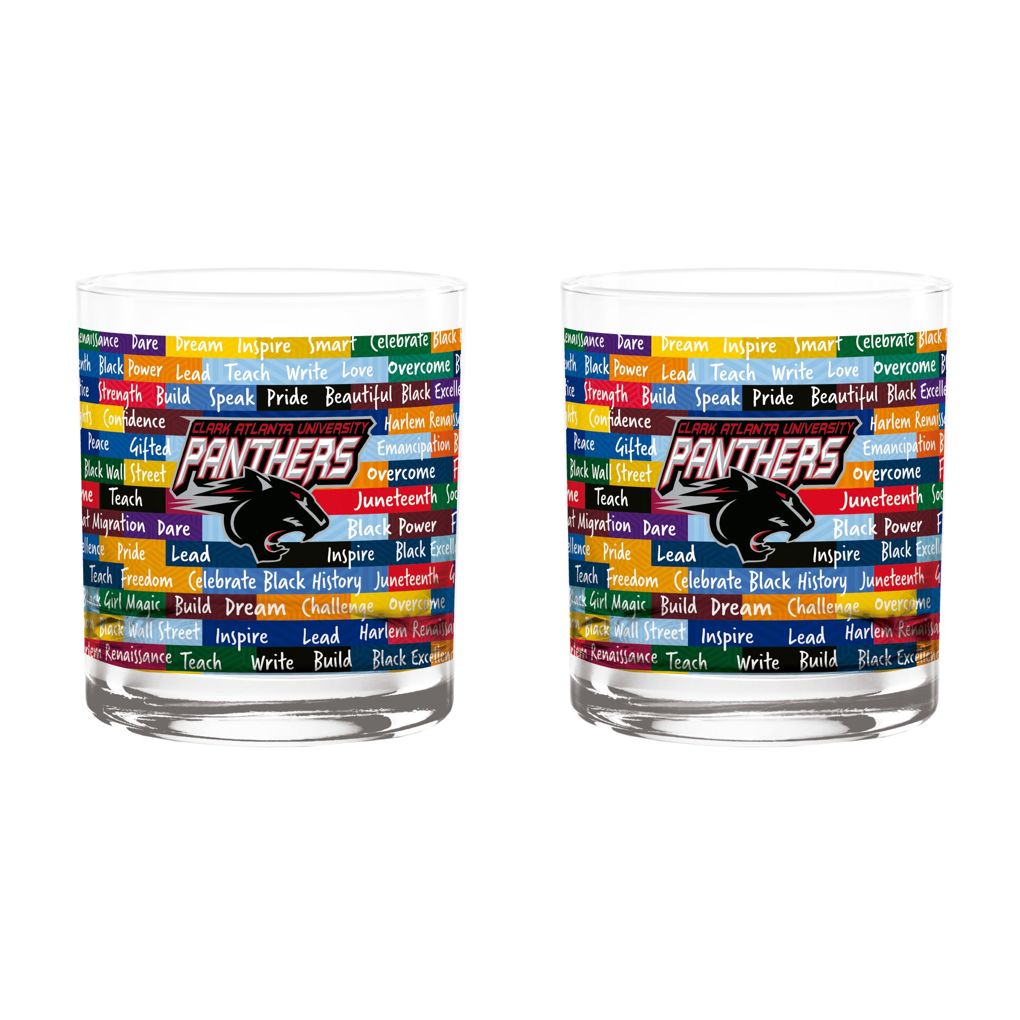 Clark Atlanta Panthers 14oz BHM Rocks Glasses | Set of 2