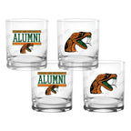 Set of 4 Florida A&M Rattlers 14oz XD Alumni Rocks Glasses