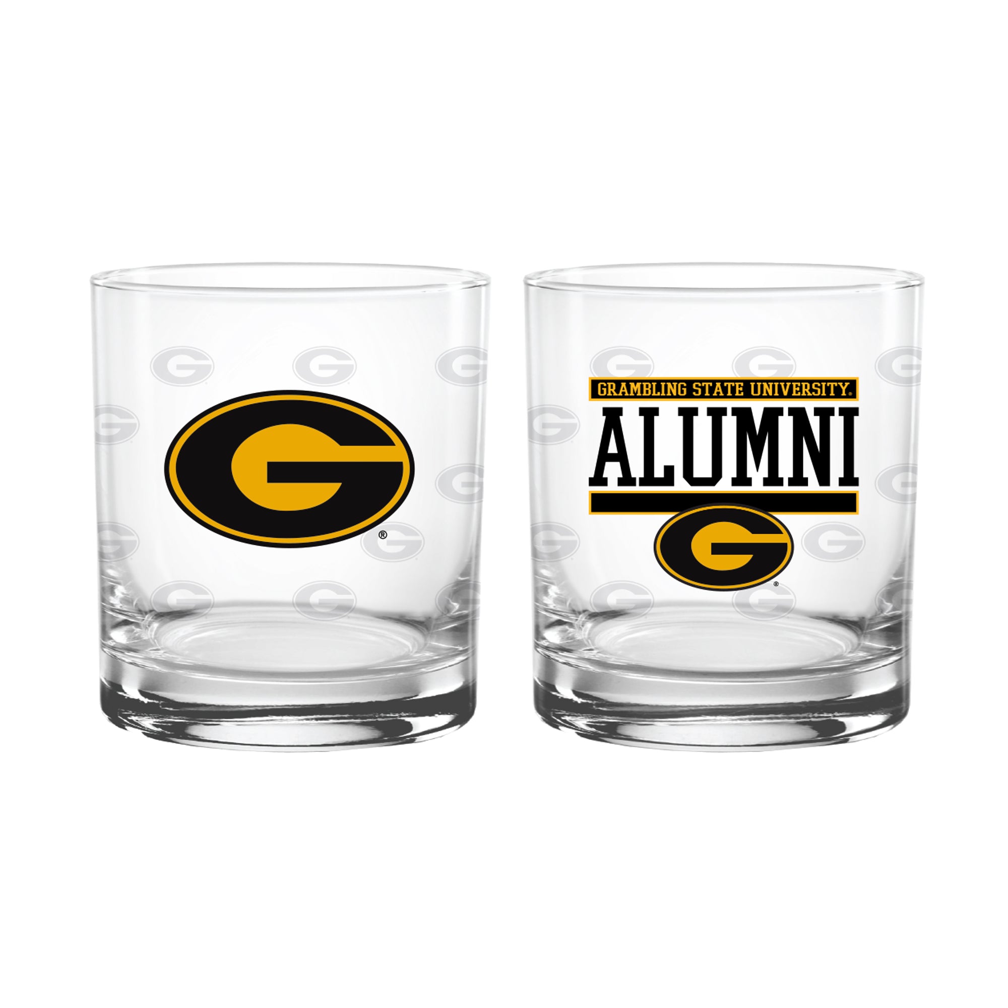 Set of 2 Grambling State Tigers 14oz XD Alumni Rocks Glasses