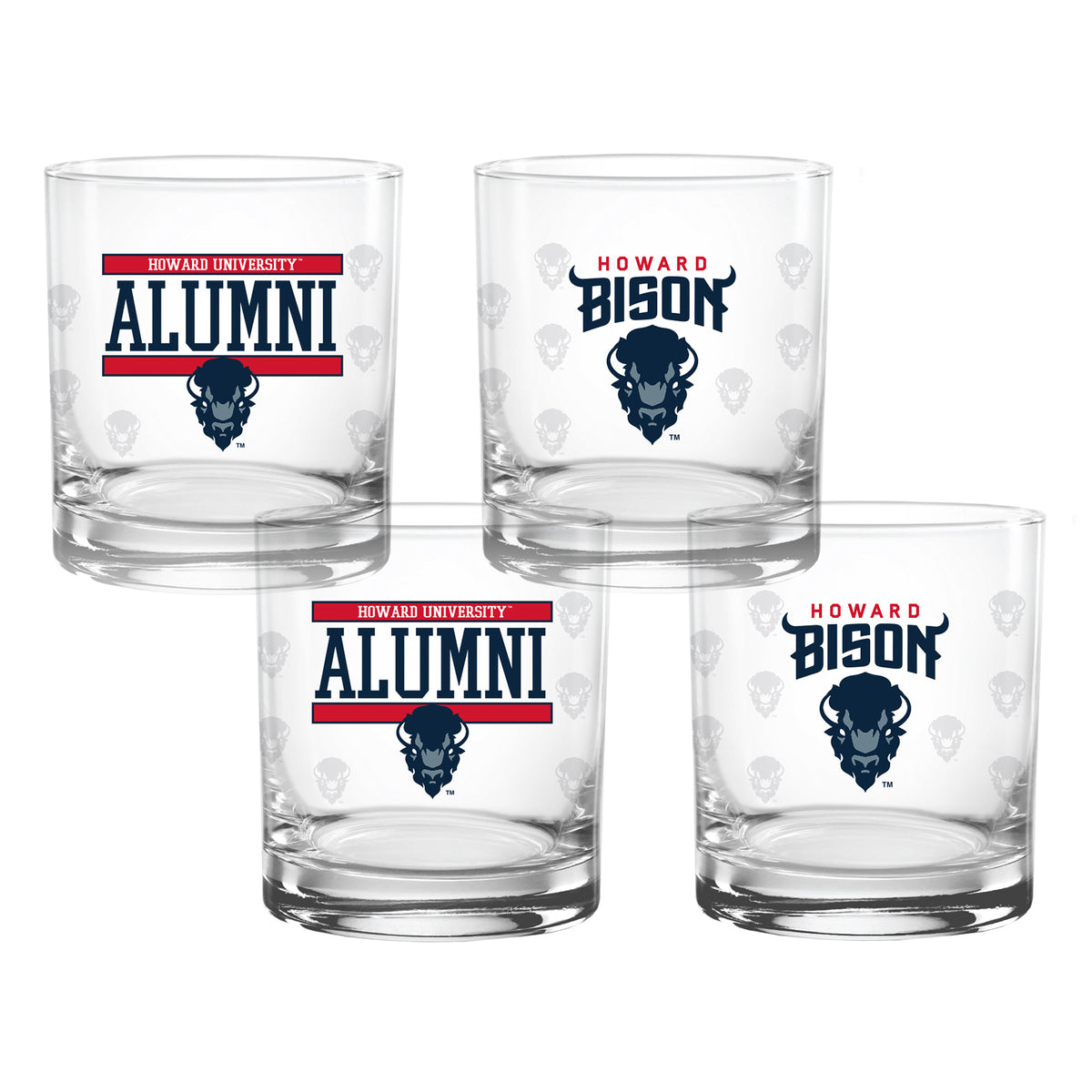 Set of 4 Howard Bisons 14oz XD Alumni Rocks Glasses