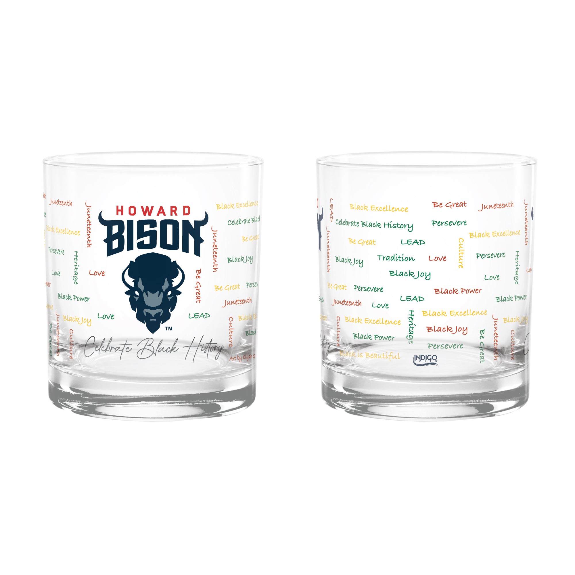 Set of 2 Howard Bisons 14oz BHM Rocks Glasses