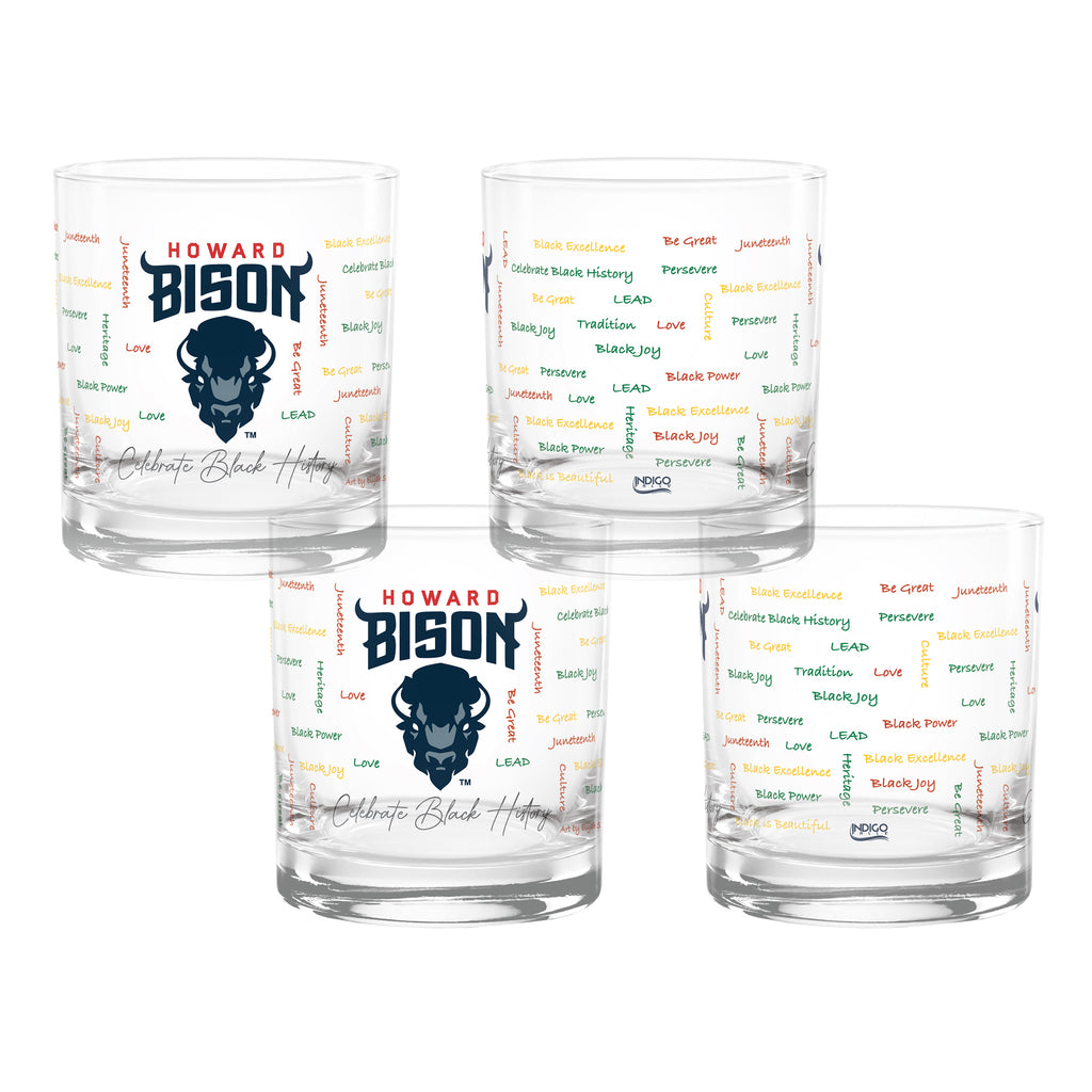 Set of 4 Howard Bisons 14oz BHM Rocks Glasses