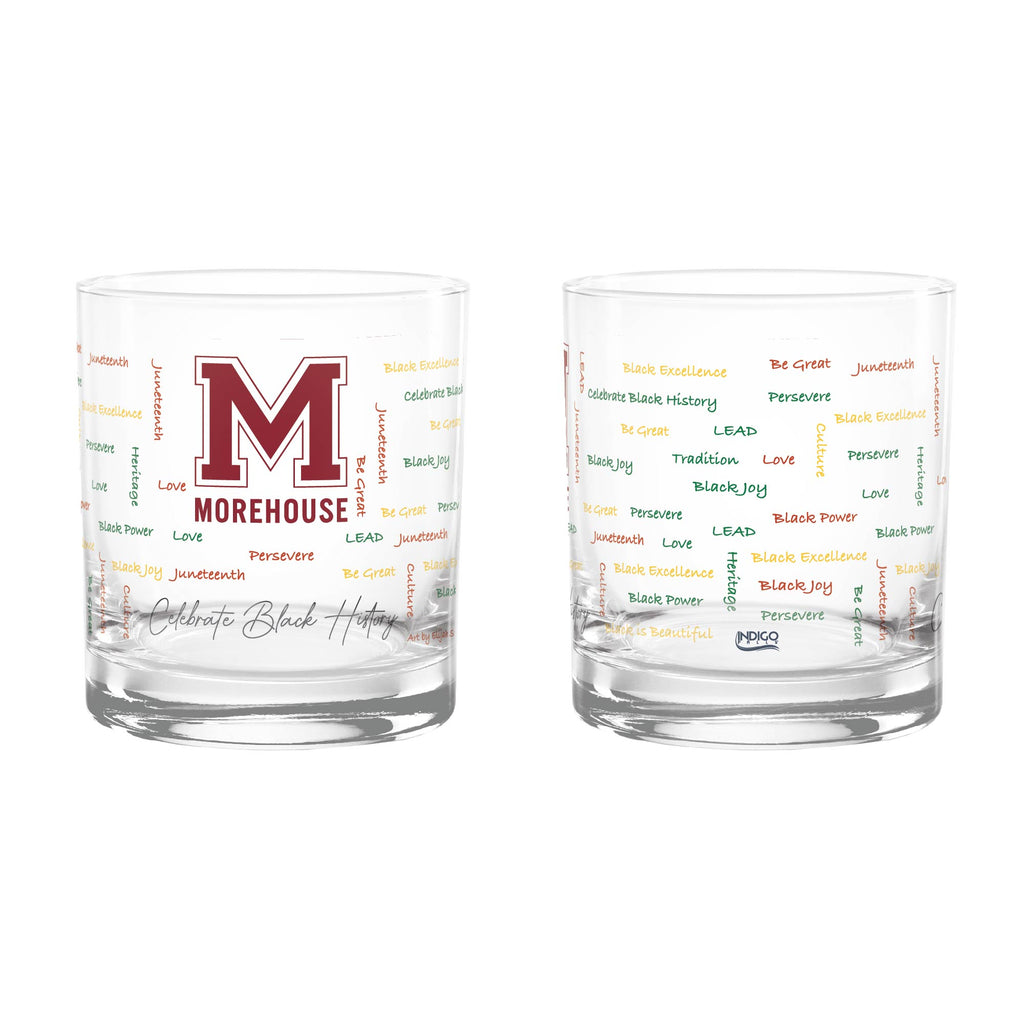 Set of 2 Morehouse Maroon Tigers 14oz BHM Rocks Glasses