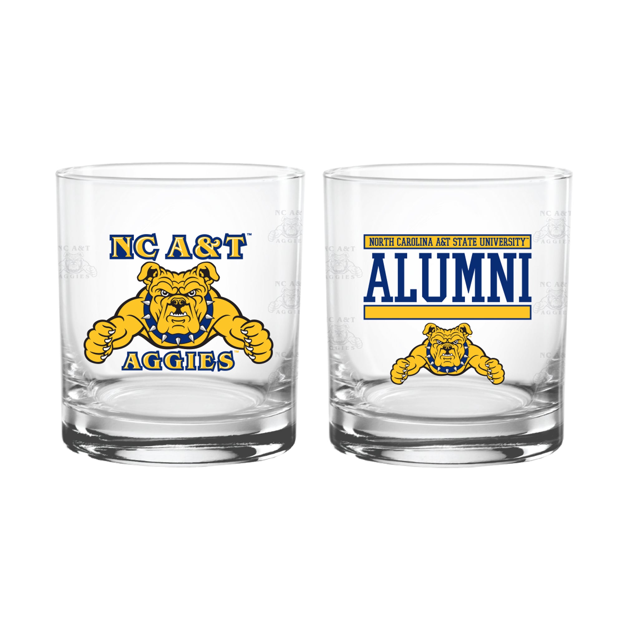 Set of 2 North Carolina A&T Aggies 14oz XD Alumni Rocks Glasses