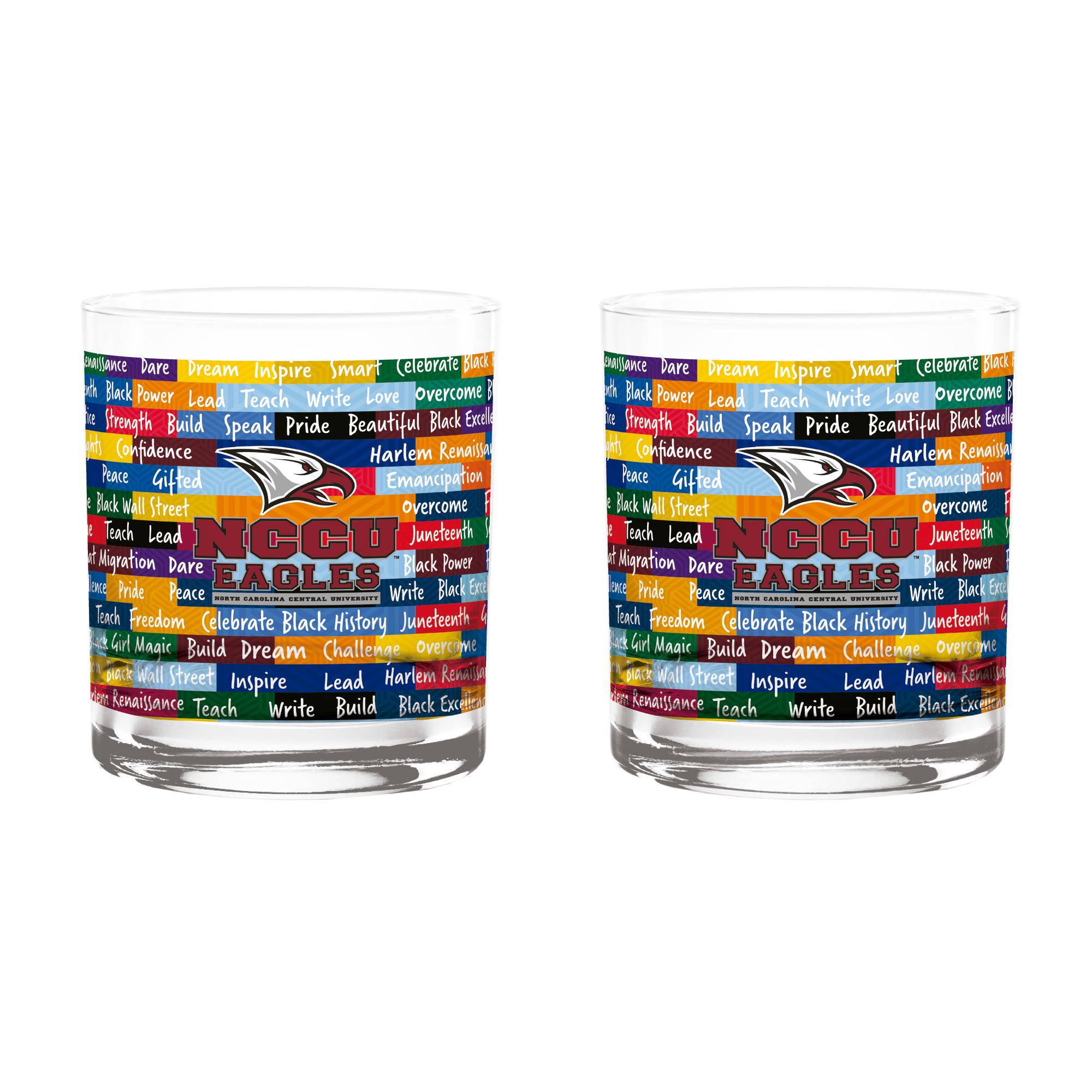 North Carolina Central Eagles 14oz BHM Rocks Glasses | Set of 2