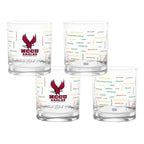 Set of 4 North Carolina Central Eagles 14oz BHM Rocks Glasses