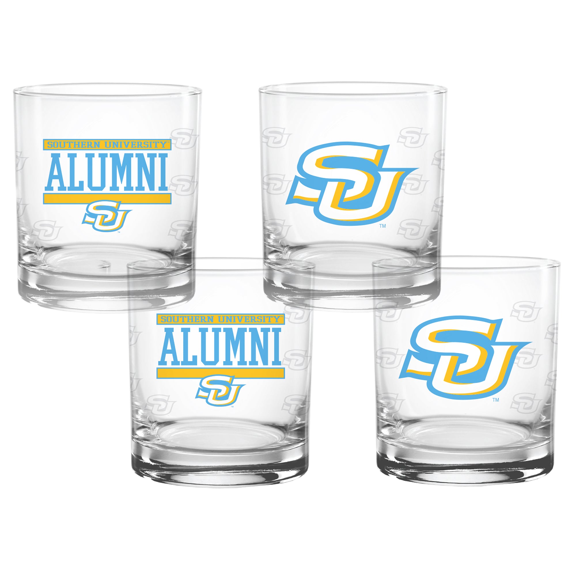 Set of 4 Southern A&M Jaguars 14oz Alumni Rocks Glasses