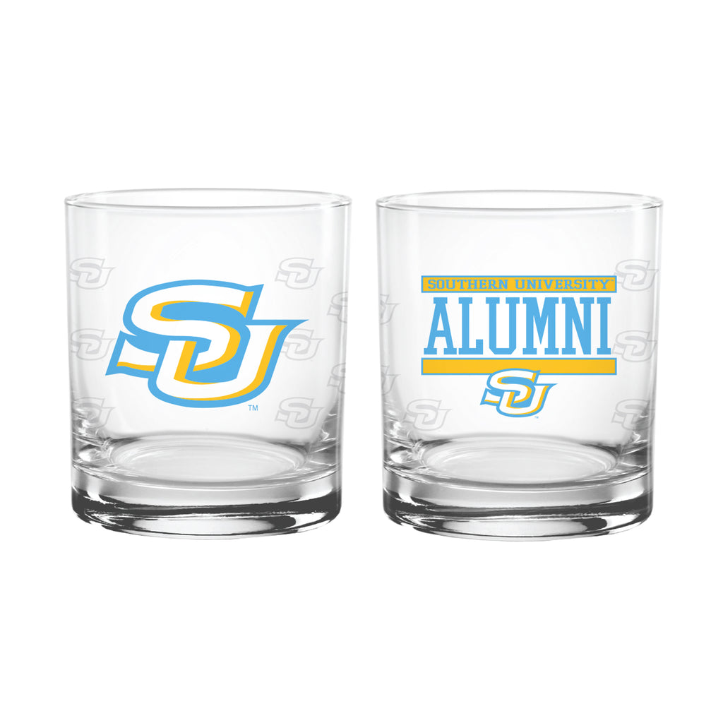 Set of 2 Southern A&M Jaguars 14oz XD Alumni Rocks Glasses
