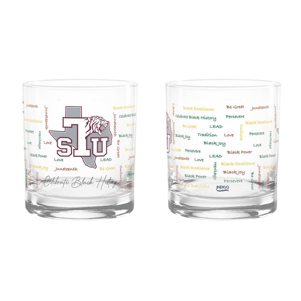 Set of 2 Texas Southern Tigers 14oz BHM Rocks Glasses