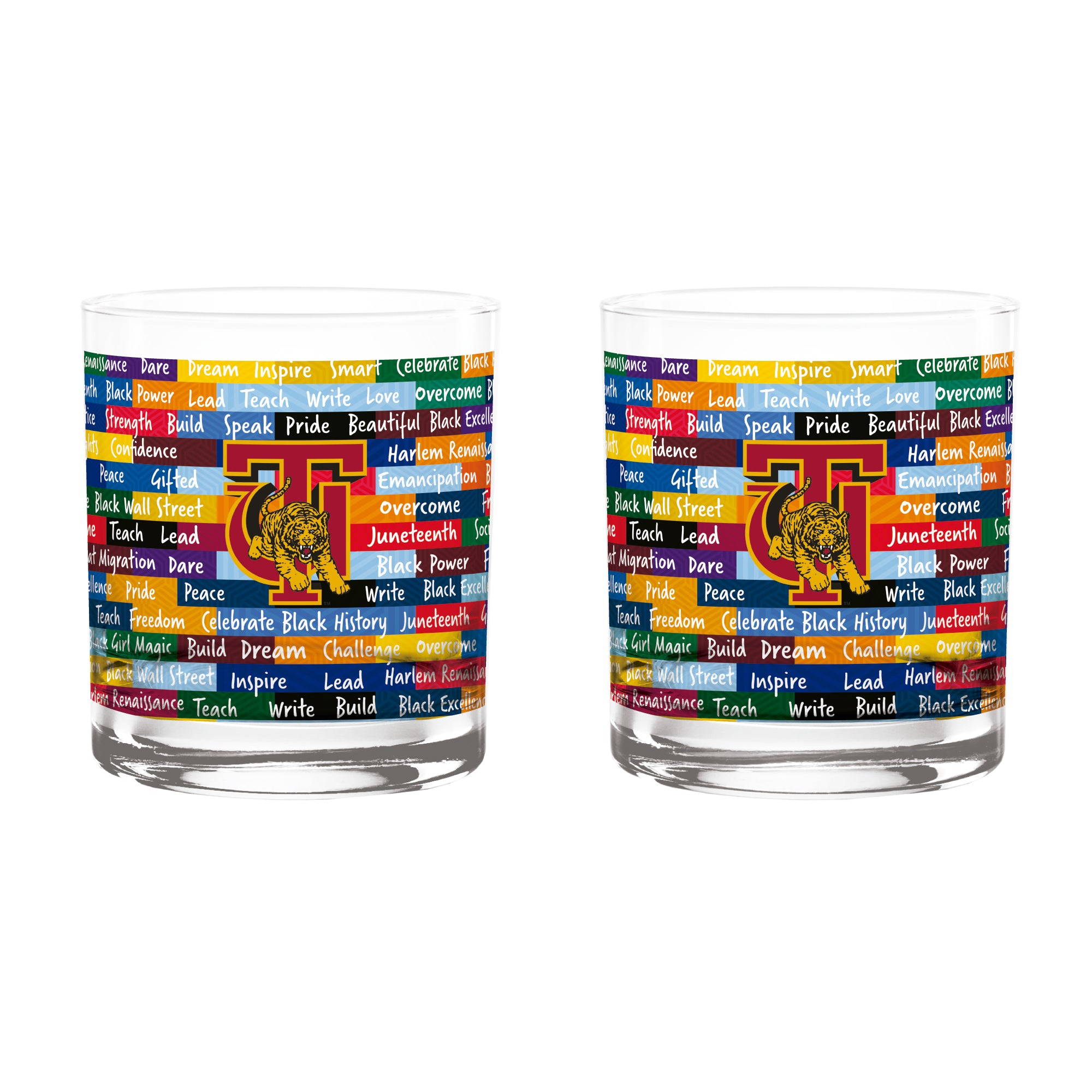Tuskegee Golden Tigers 14oz BHM Rocks Glasses | Set of 2