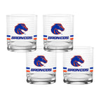 Set of 4 Boise State Broncos 14oz Ring Rocks Glasses