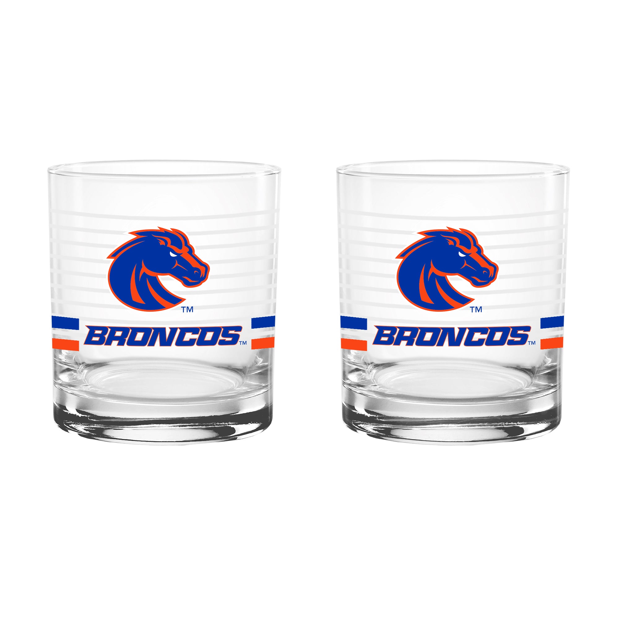 Set of 2 Boise State Broncos 14oz Ring Rocks Glasses