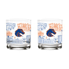 Set of 2 Boise State Broncos Campus Line Art 14oz Rocks Glasses