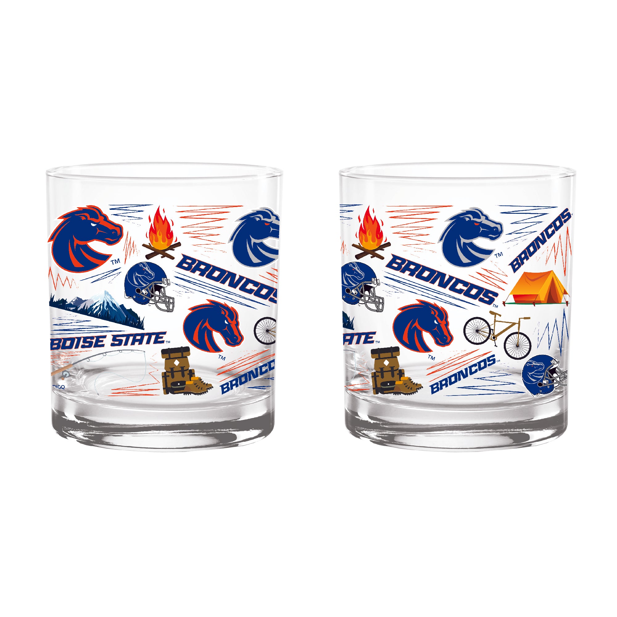 Set of 2 Boise State Broncos 14oz Local Rocks Glasses