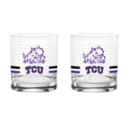 Set of 2 TCU Horned Frogs 14oz Ring Rocks Glasses