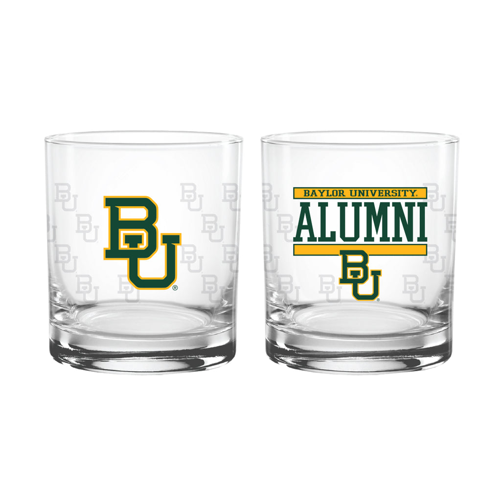 Set of 2 Baylor Bears 14oz Alumni Rocks Glasses