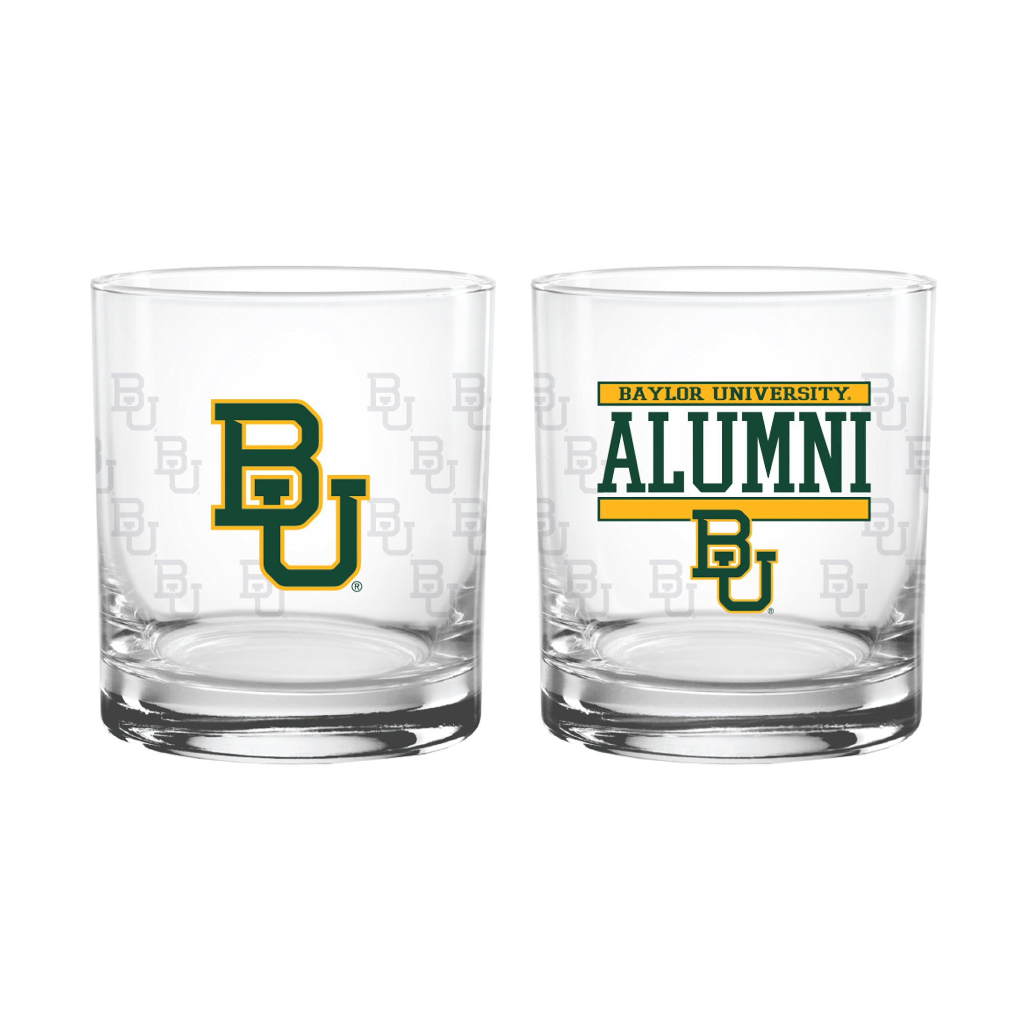 Set of 2 Baylor Bears 14oz Alumni Rocks Glasses
